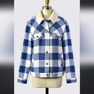 Buffalo plaid jacket- denim blue